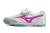 Chuteira Society Mizuno Morelia Classic Branco com detalhe Rosa