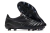 Black soccer cleats with a sleek design and molded studs for traction.