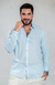 Camisa de Linho Manga Longa Tradicional Cor Azul Claro - comprar online
