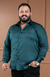 Camisa de Linho Manga Longa Slim Plus Size Cor Verde Militar - comprar online