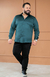 Camisa Acetinada Manga Longa Tradicional Plus Size Cor Verde escuro - LORD'S BRAND