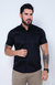 Camisa Acetinada Manga Curta Tradicional Cor Preto - comprar online