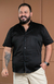 Camisa Acetinada Manga Curta Tradicional Plus Size Cor Preto - comprar online