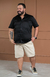 Camisa Acetinada Manga Curta Tradicional Plus Size Cor Preto - LORD'S BRAND