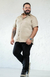 Camisa Acetinada Manga Curta Slim Plus Size Cor Bege - LORD'S BRAND