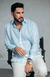 Camisa de Linho Manga Longa Tradicional Cor Azul Claro - LORD'S BRAND