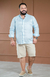 Camisa de Linho Manga Longa Tradicional Plus Size Cor Azul bebê - LORD'S BRAND