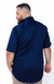 Camisa Acetinada Manga Curta Slim Plus Size Cor Azul Marinho na internet
