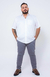 Camisa Acetinada Manga Curta Slim Plus Size Cor Branco - loja online
