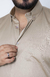 Camisa Acetinada Manga Longa Slim Plus Size Cor Bege - LORD'S BRAND