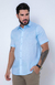 Camisa de Linho Manga Curta Tradicional Cor Azul bebê - comprar online