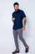 Camisa de Linho Manga Curta Tradicional Cor Azul Marinho - LORD'S BRAND