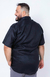 Camisa de Linho Manga Curta Slim Plus Size Cor Preto na internet