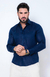 Camisa de Linho Manga Longa Slim Cor Azul Marinho - comprar online