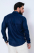 Camisa de Linho Manga Longa Tradicional Cor Azul Marinho na internet