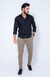 Camisa de Linho Manga Longa Slim Cor Preto - loja online