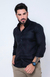 Camisa de Linho Manga Longa Slim Cor Preto - comprar online
