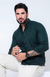Camisa de Linho Manga Longa Slim Cor Verde militar - comprar online