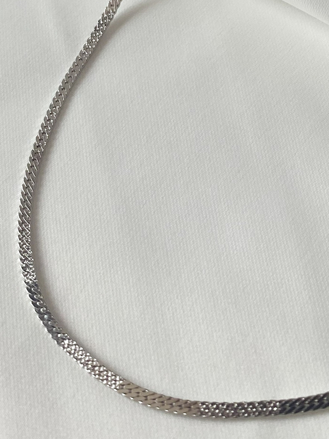 Colar fita banhado a ródio branco - comprar online