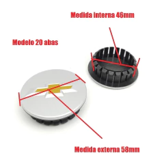 Kit 4 Calota Central Compatível c/Agile Camaro Captiva Cobalt Cruze Malibu Montana Nova Onix Prisma Novo - Center Cap Shop