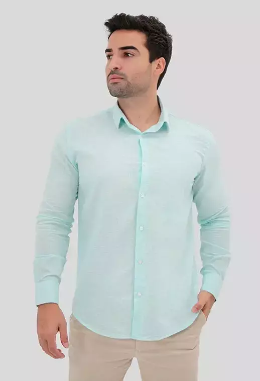 Camisa manga longa linho slim fit caimento perfeito