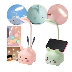 Lampara Velador Luz Led Recargable Porta Celular Animales