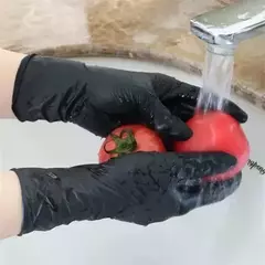 Imagen de Guantes Cherimoya Negros Nitrilo Mediano Caja X100 Unidades