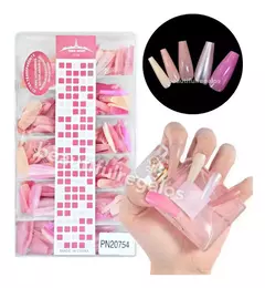 Tips Coffin Ballerina Sistema Gel Caja X500 Rosa Ultra Fino