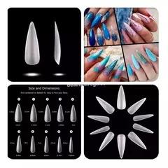 Tips Stiletto Uñas Postizas Paris Night 500u Ultra Fino - mqregalosmayorista