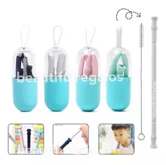Sorbete Reutilizable Silicona Plegable + Limpiador + Estuche