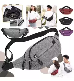 Bandolera Riñonera Unisex Porta Celular Tarjeta X4 Cierres