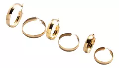 Par De Aros Dorado Argolla Gruesos Medida Grandes Pequeñas - comprar online