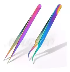 Pinza Tornasolada Curva Recta Extension Volumen Pestañas - tienda online