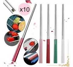Set Juego De 10 Pares Palitos Chinos Acero Inoxidable Sushi - comprar online