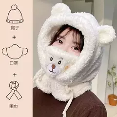Imagen de Gorro Cuello Pasamontañas Polar Grueso Kawaii Orejitas