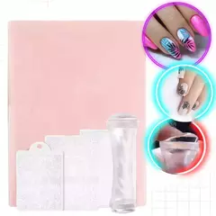 Kit Stamping Uñas Placa Gigante Sello Silicona Placas Chica - comprar online