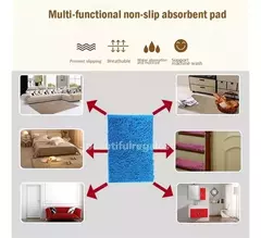Alfombra Shaggy Secado Rápido Baño Microfibra Antideslizante