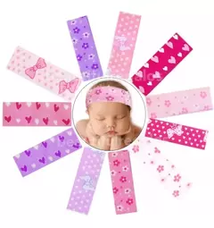 Vincha Para Bebe Nena Elastizadas Moño Corazon Flores X3