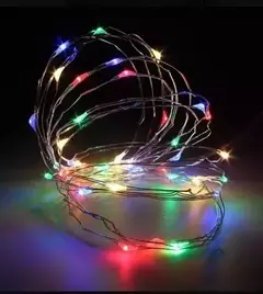 Guirnalda Hilo Alambre X10 Cobre Led Multicolor Pilas 3mts en internet