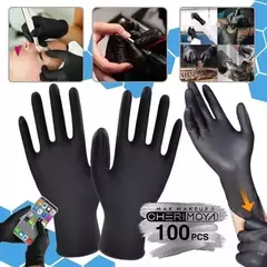 Guantes Cherimoya Negros Nitrilo Mediano Caja X100 Unidades