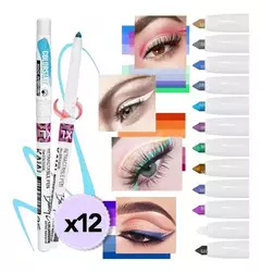 Pack X12 Unidades Lápiz Delineador Retractil Ojos Colores