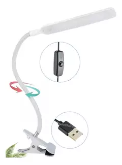 Velador Lampara Con Broche De Escritorio Luz Led Usb