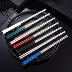 Set Juego De 5 Pares Palitos Chinos Acero Inoxidable Sushi en internet