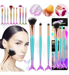 Set 3 Brochas Maquillaje Profesional Pinceles Cola Sirena