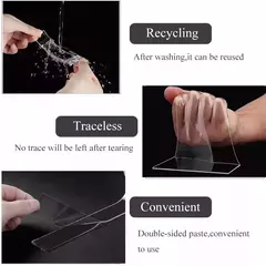 Cinta Doble Faz Transparente Silicona Nanotecnología 1m - mqregalosmayorista