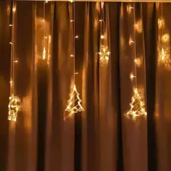 Luces Arbolito Estrella Cortina Guirnalda A Enchufe Navidad - comprar online