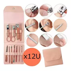 Combo Manicura 12 Piezas Sobre Estuche Cuidado Belleza Acero