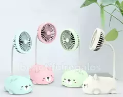 Ventilador De Mesa Recargable Cable Usb Infantil Animales - tienda online