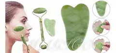 Rodillo Jade Facial Con Gua Sha Piedra Natural Masajeador