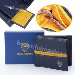 Billetera De Cuero Fútbol Boca Juniors Ideal Regalo